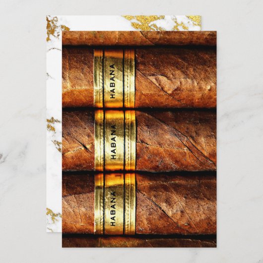 Cuban Cigars Habana nodiging marmer Gold Carrara u Kaart (Voorkant / Achterkant)