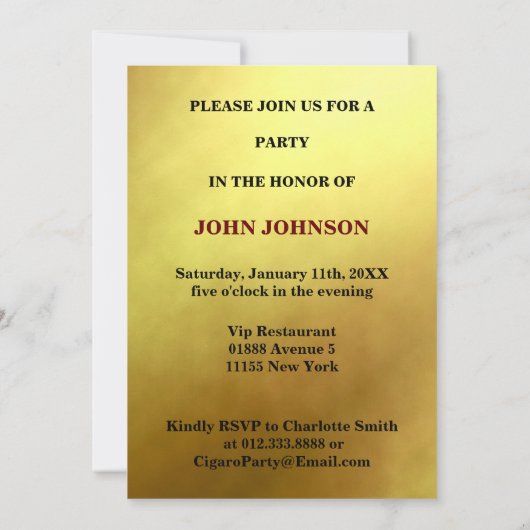 Cuban Cigars Habana Uitnodiging (Achterkant)