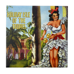 Cuban Dancer Vintage Travel Tegeltje