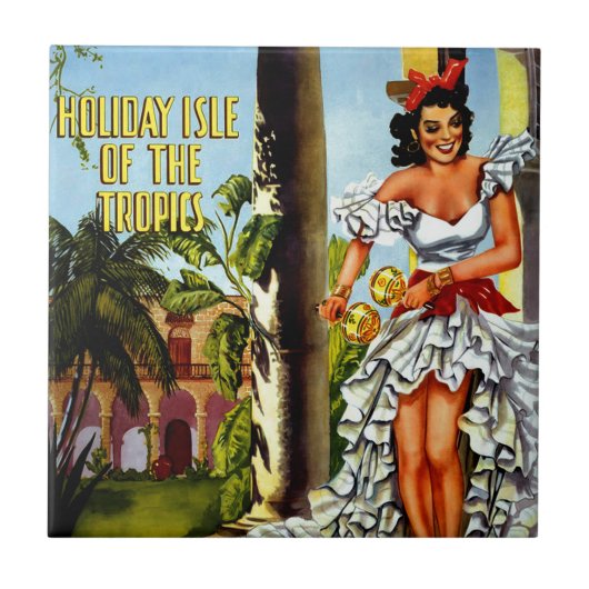 Cuban Dancer Vintage Travel Tegeltje (Voorkant)