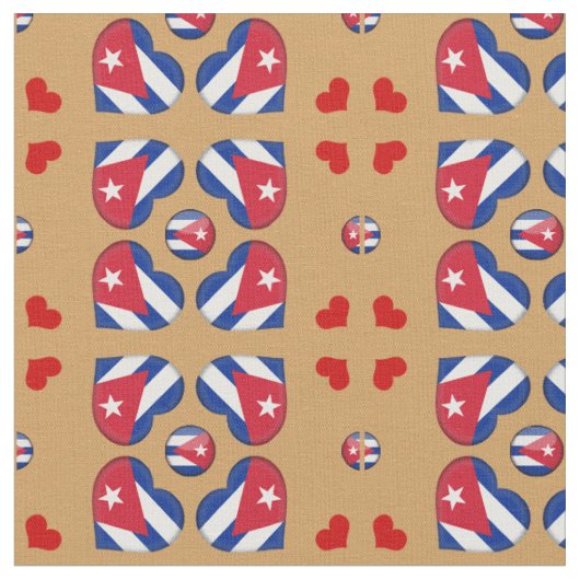 Cuban Flag & Cuba Heart mode Fabric Stof (Close Up)