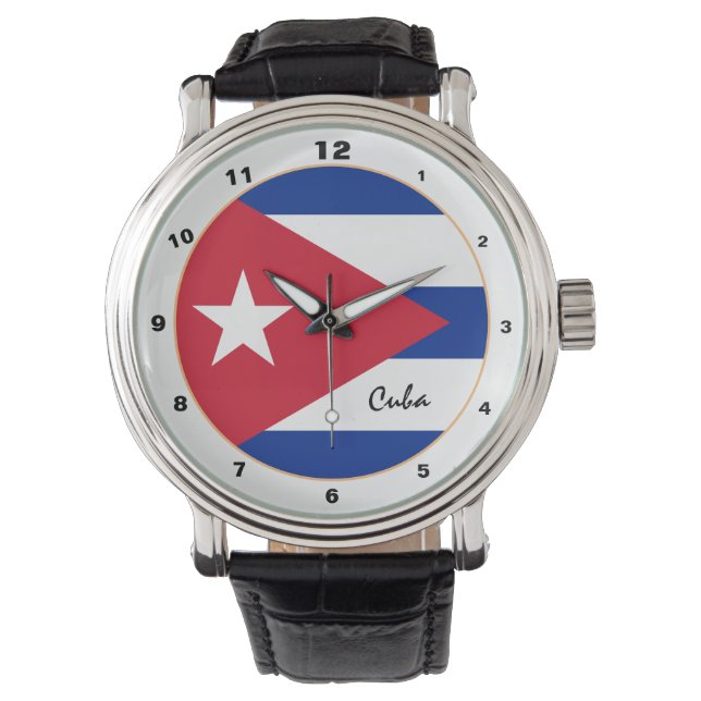 Cuban Flag & Cuba trendy mode / design horloge (Voorkant)