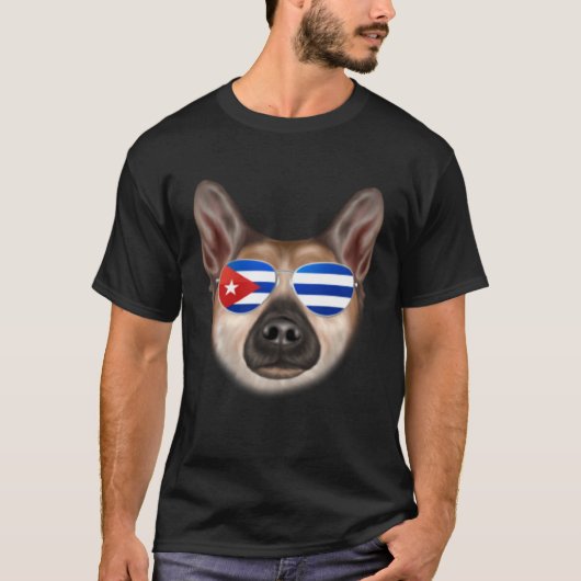 Cuban Flag Norwegian Buhund Dog Cuba Pocket T-shirt (Voorkant)