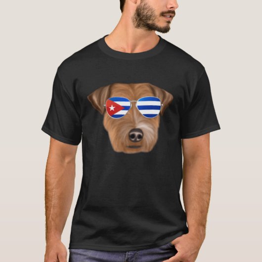 Cuban Flag Russell Terrier Dog Cuba Pocket T-shirt (Voorkant)