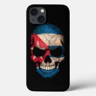 Cuban Flag Skull op Black iPhone 13 Hoesje