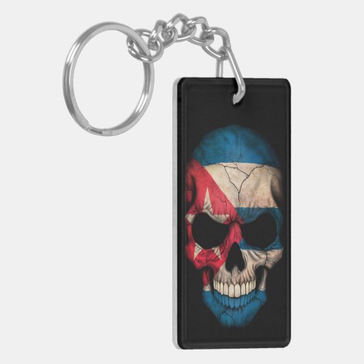 Cuban Flag Skull op Black Sleutelhanger (Voorkant Links)
