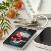 Cuban Flag Skull op Black Sleutelhanger (Voorkant Rechts)