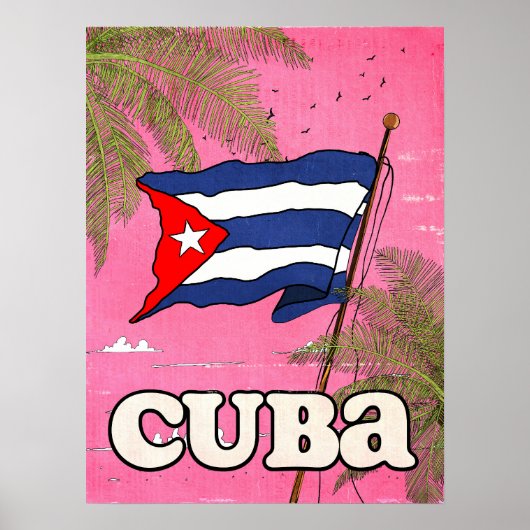 Cuban Flag Vintage Travel Poster (Voorkant)