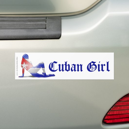 Cuban Girl Silhouette Flag Bumpersticker (Op auto)