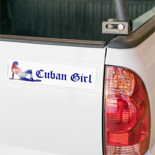 Cuban Girl Silhouette Flag Bumpersticker (Op Truck)