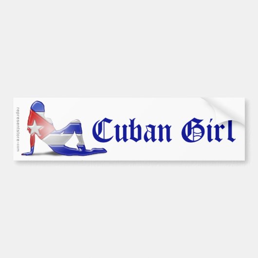 Cuban Girl Silhouette Flag Bumpersticker (Voorkant)