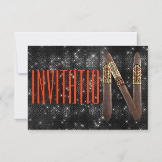 Cuban Havana Invitation Black Sparkly Night Kaart (Voorkant)