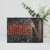 Cuban Havana Invitation Black Sparkly Night Kaart (Staand voorkant)