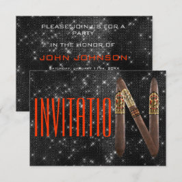 Cuban Havana Invitation Black Sparkly Night Kaart
