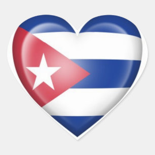 Cuban Heart Flag op White Hart Sticker