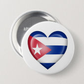 Cuban Heart Flag op White Ronde Button 7,6 Cm (Voorkant /achterkant)