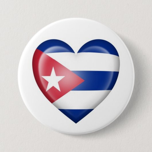 Cuban Heart Flag op White Ronde Button 7,6 Cm (Voorkant)