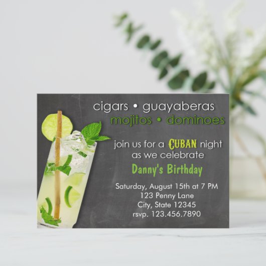 Cuban Night Mojito Party Kaart (Staand voorkant)