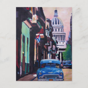 Cuban Oldtimer Street Scene in Havana Cuba Briefkaart