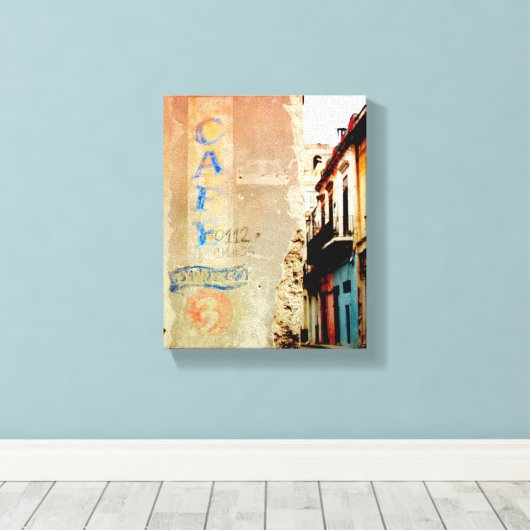 Cuban Photo of Old Havana | Cafe Expresso |  Canvas Afdruk (Insitu (Houten vloer))