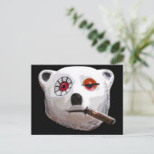Cuban Teddy Bear met Cigar, Black Back Briefkaart (Staand voorkant)