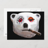 Cuban Teddy Bear met Cigar, Black Back Briefkaart (Voorkant / Achterkant)