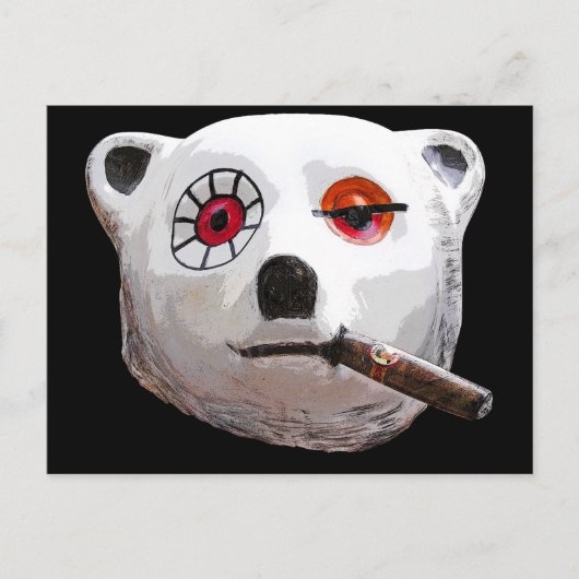 Cuban Teddy Bear met Cigar, Black Back Briefkaart (Voorkant)