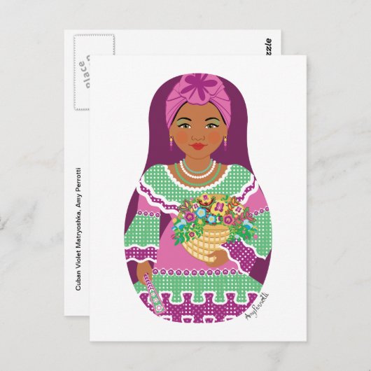 Cuban Violet Matryoshka Briefkaart (Voorkant / Achterkant)