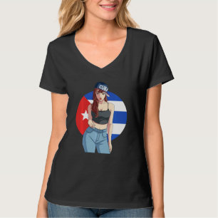Cubana Sterk Latijn Meisje Patria Cuba Flag Pride T-shirt