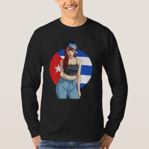 Cubana Sterk Latijn Meisje Patria Cuba Flag Pride  T-shirt