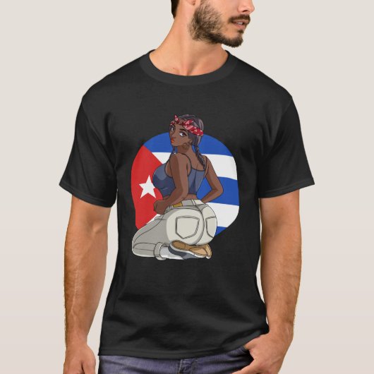Cubana Strong Latin Girl Cuba Flag Pride T-shirt (Voorkant)
