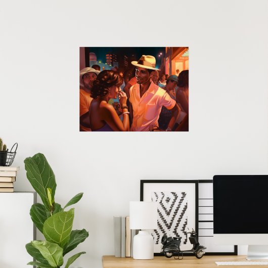 Cubanen die Miami's in de openlucht 's nachts schi Poster (Thuiskantoor)