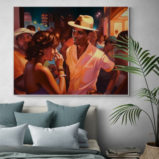 Cubanen die Miami's in de openlucht 's nachts schi Poster