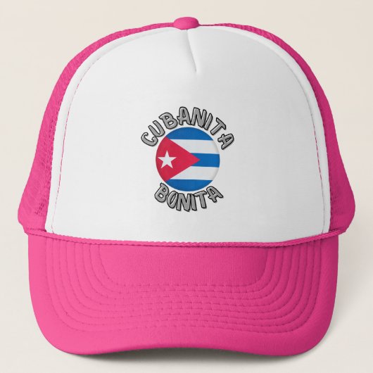 Cubanita Cuban Girl Flag Cute Trucker Hat Trucker Pet (Voorkant)