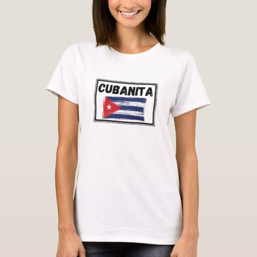 Cubanita Cuban Girl Flag T-shirt (Voorkant)