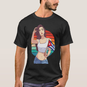 Cubanita Girl Cuba vlag Hispanic Cuban Pride Vinta T-shirt