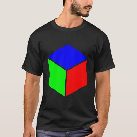 Cube - Blauw, groen en rood T-shirt (Voorkant)