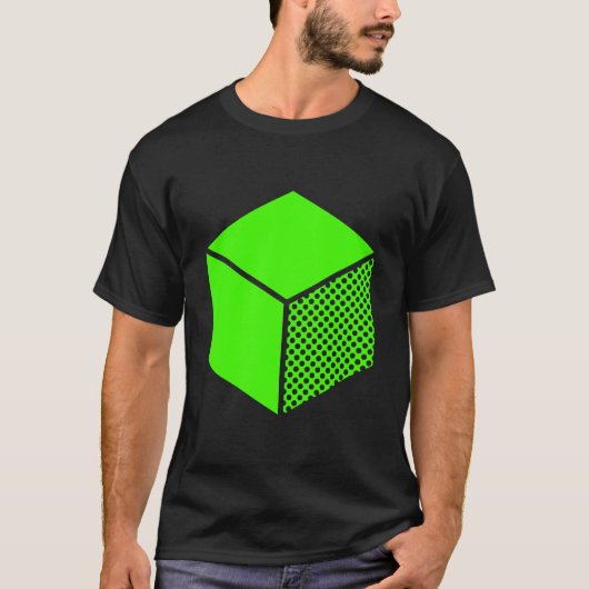 Cube - Chartreuse Green op donker T-shirt (Voorkant)