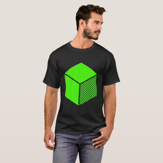 Cube - Chartreuse Green op donker T-shirt (Voorkant volledig)