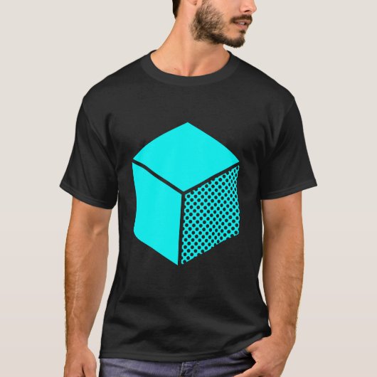 Cube - Cyaan op donker T-shirt (Voorkant)