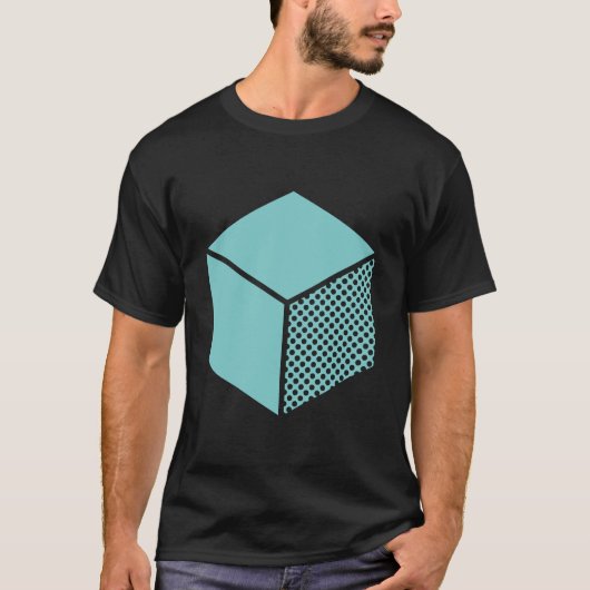Cube - Lt Blue Green op Donker T-shirt (Voorkant)