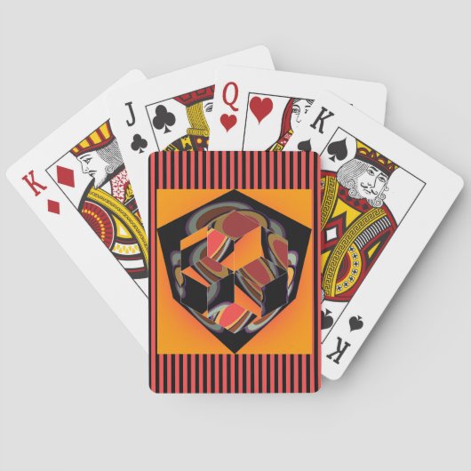 Cube met uitsnede Rood Zwart Strepen Pokerkaarten (Achterkant)