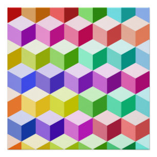 Cube Pattern Multicolf Poster