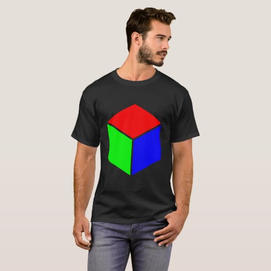 Cube - Rood, groen en blauw T-shirt (Voorkant volledig)
