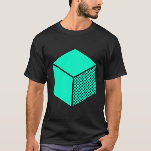 Cube - Turquoise op Dark T-shirt (Voorkant)
