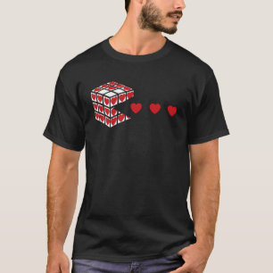 Cuber Speed Cubing Love Heart Wiskunde Puzzle Vale T-shirt