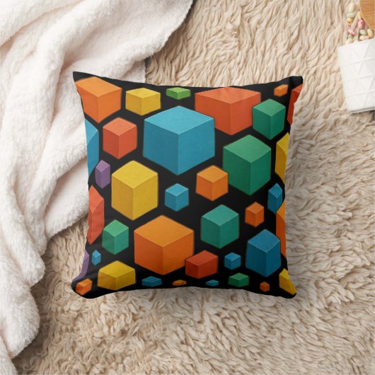 Cubes galore on black Throw Cushion Kussen (Deken)
