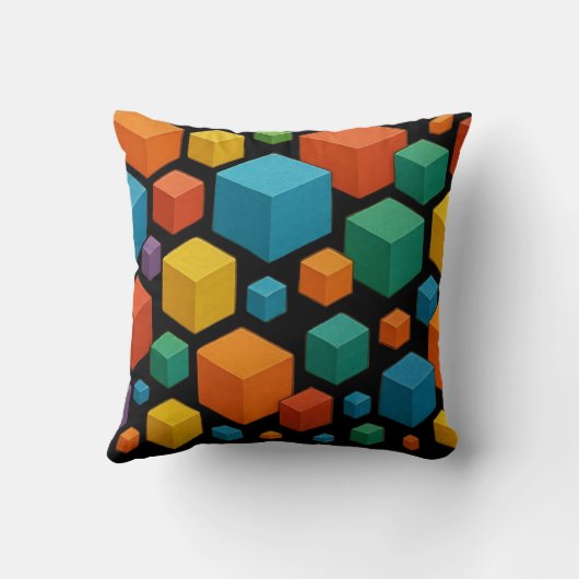 Cubes galore on black Throw Cushion Kussen (Achterkant)