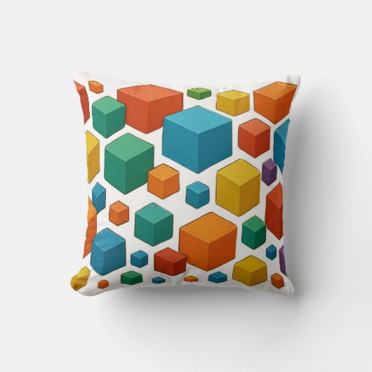 Cubes galore on white Throw Cushion Kussen (Voorkant)