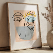 Cubic Line Art Face Illustration Minimalist BOHO Poster